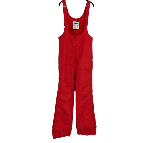 Topher red Vintage ski suit with suspenders snow suit pants Overalls Size L - Picture 1 of 16